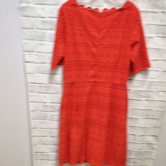 Banana Republic Red Sheath Dress Bateau Neckline Midi - Picture 3 of 3